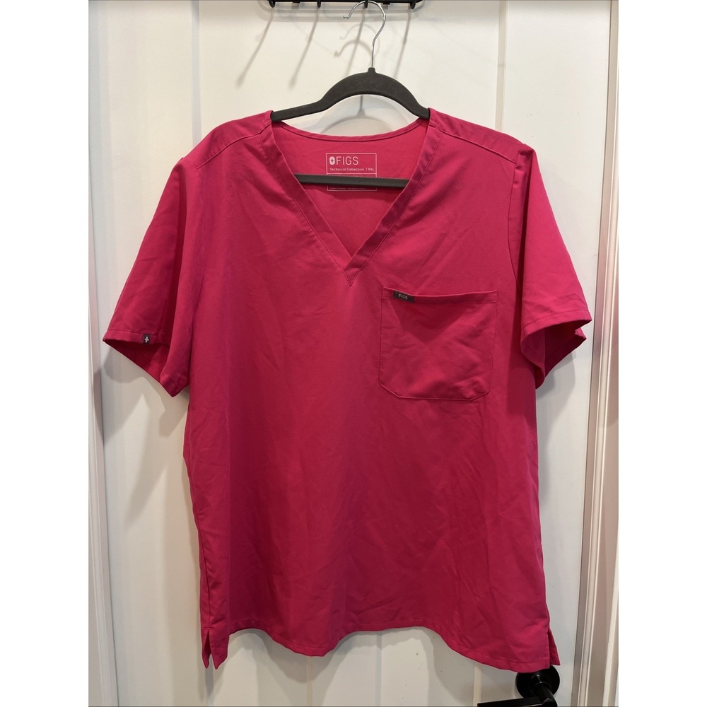 FIGS Catarina Scrub Top Womens Sz XXL Pink V-Neck Technical Collection FW1000